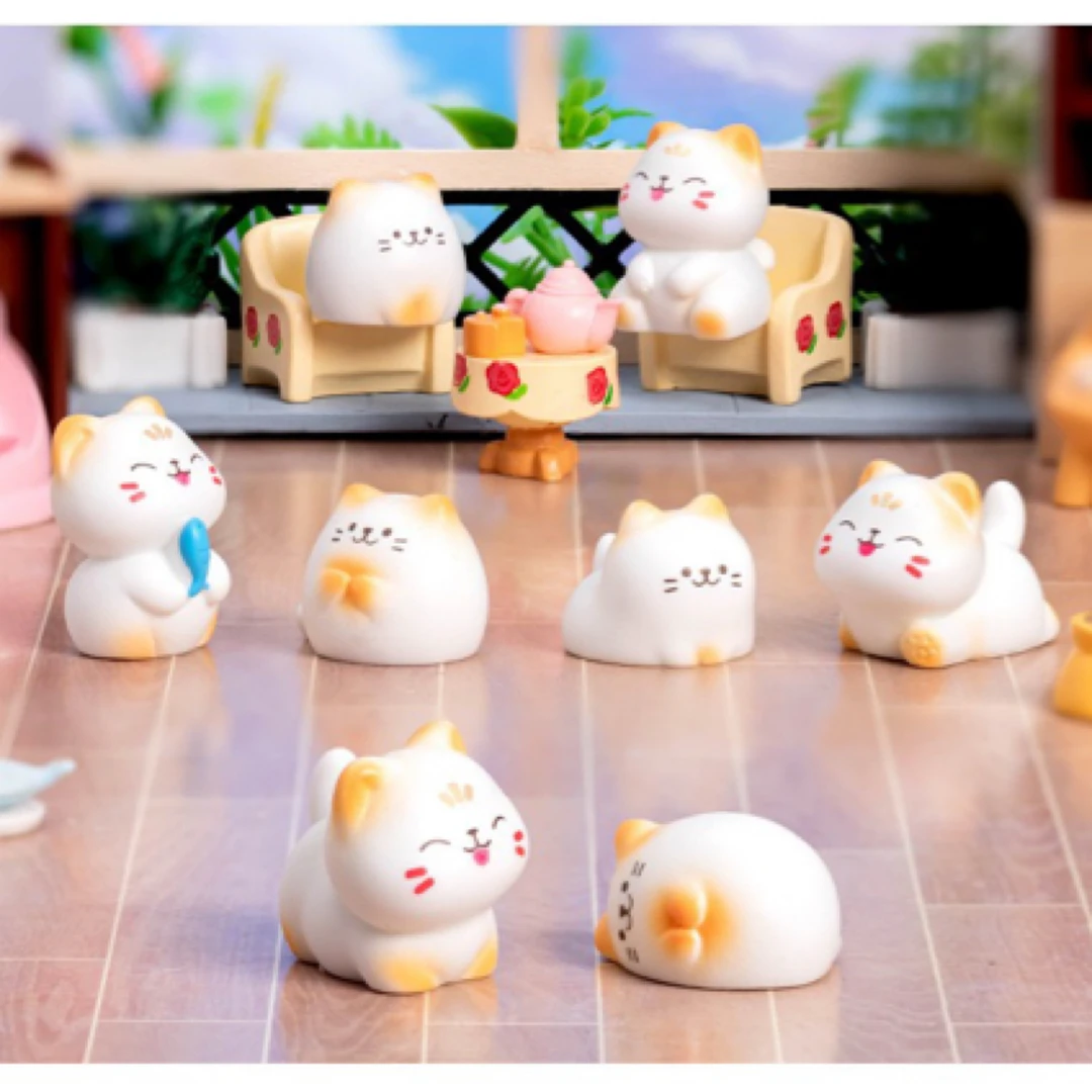 【双许愿+对对碰+九宫格】可爱小猫咪一家diy饰品树脂车载桌面摆件