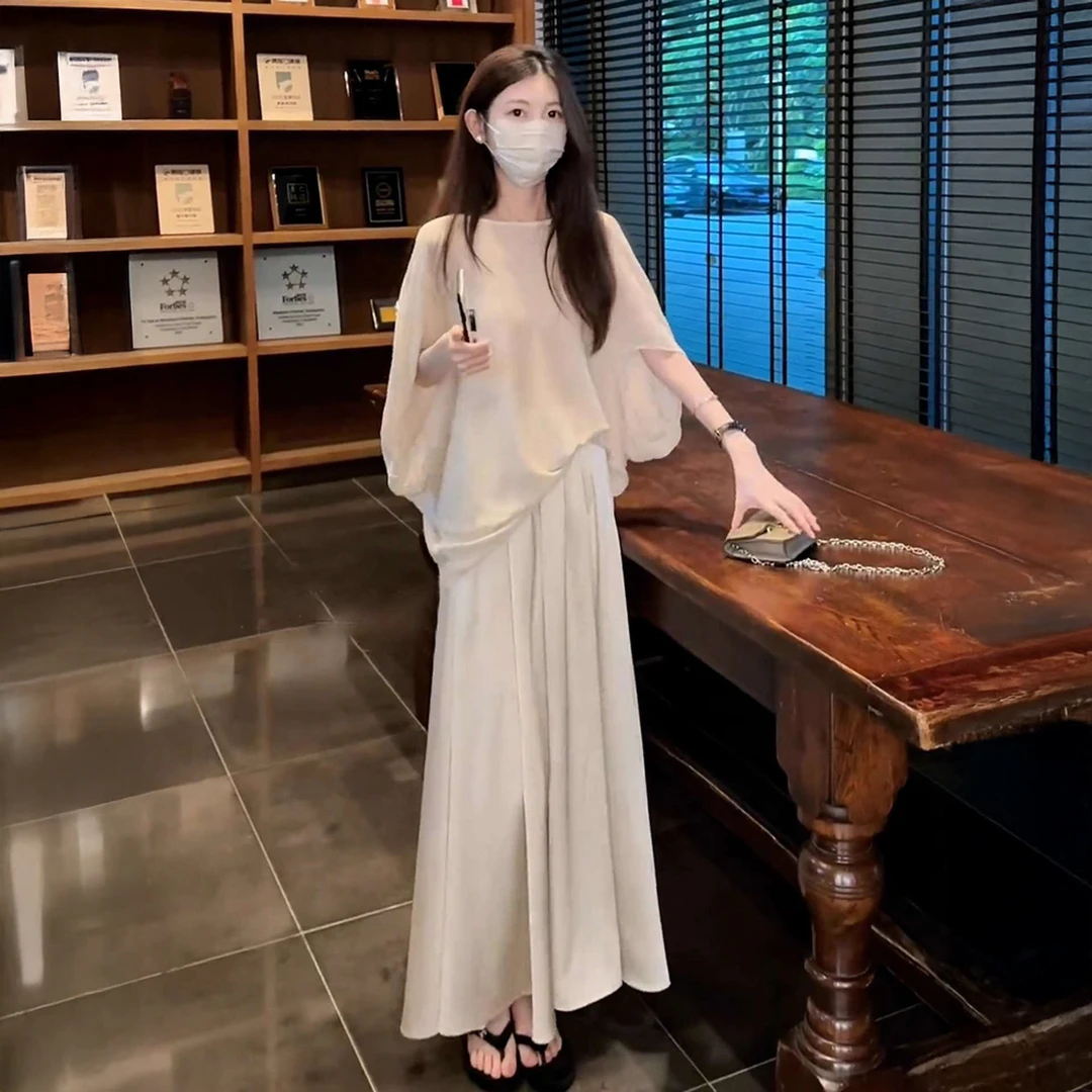 2025夏季韩系清纯系穿搭轻奢高级感巨好看茶里茶气半身裙套装洋气