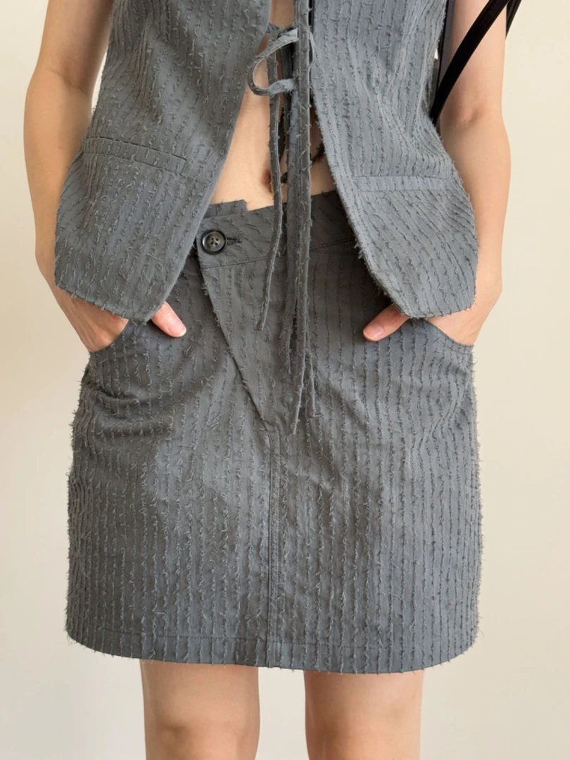 【福福!NO!NO!NO!】极简老钱简约条纹显瘦西装裤裙 T018-1