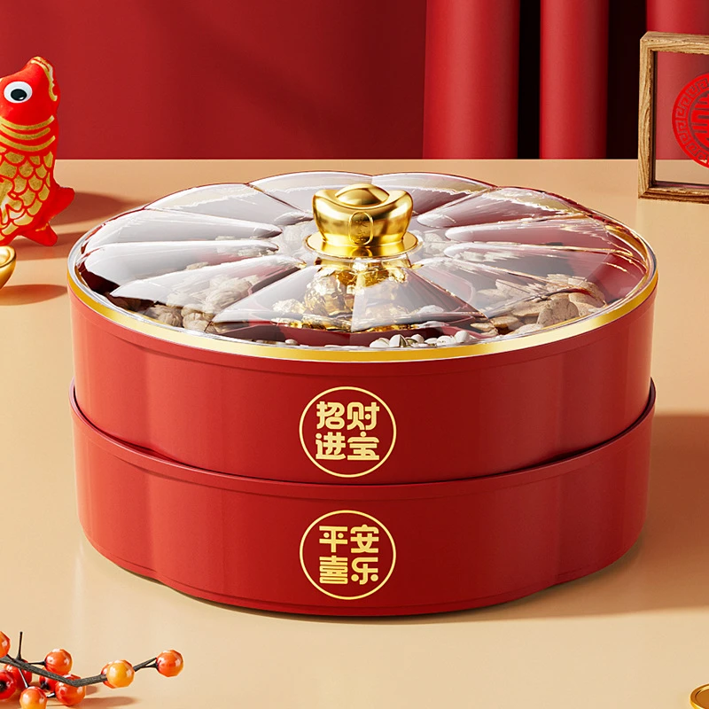 迎新年果盘收纳盒轻奢家用客厅茶几坚果零食水果过年结婚干果盘