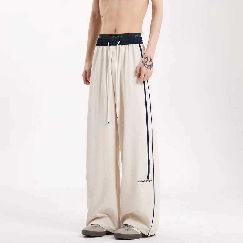 美式复古垂感痞帅阔腿直筒休闲裤男春夏季款情侣裤子潮牌大码长裤