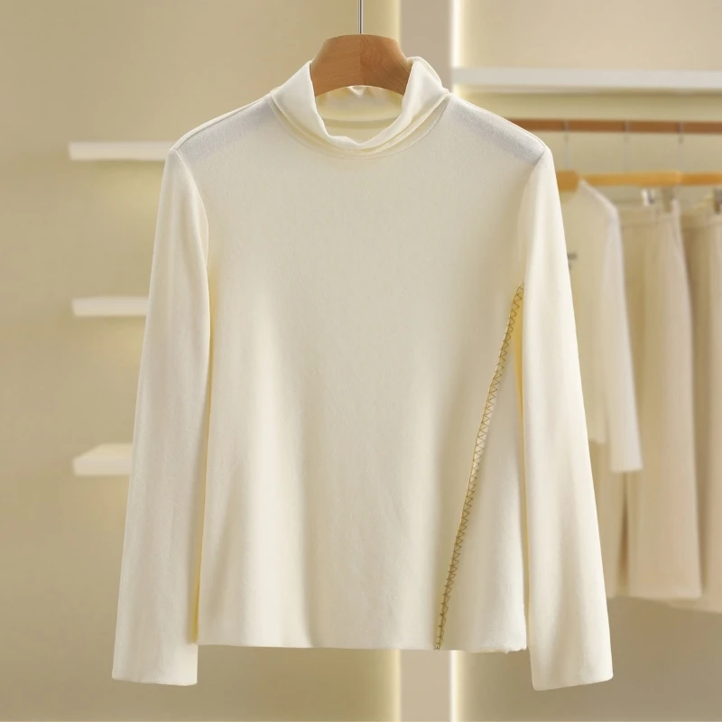 【伍莎-自营】纯色高领长袖T恤打底衫#VBH48S019