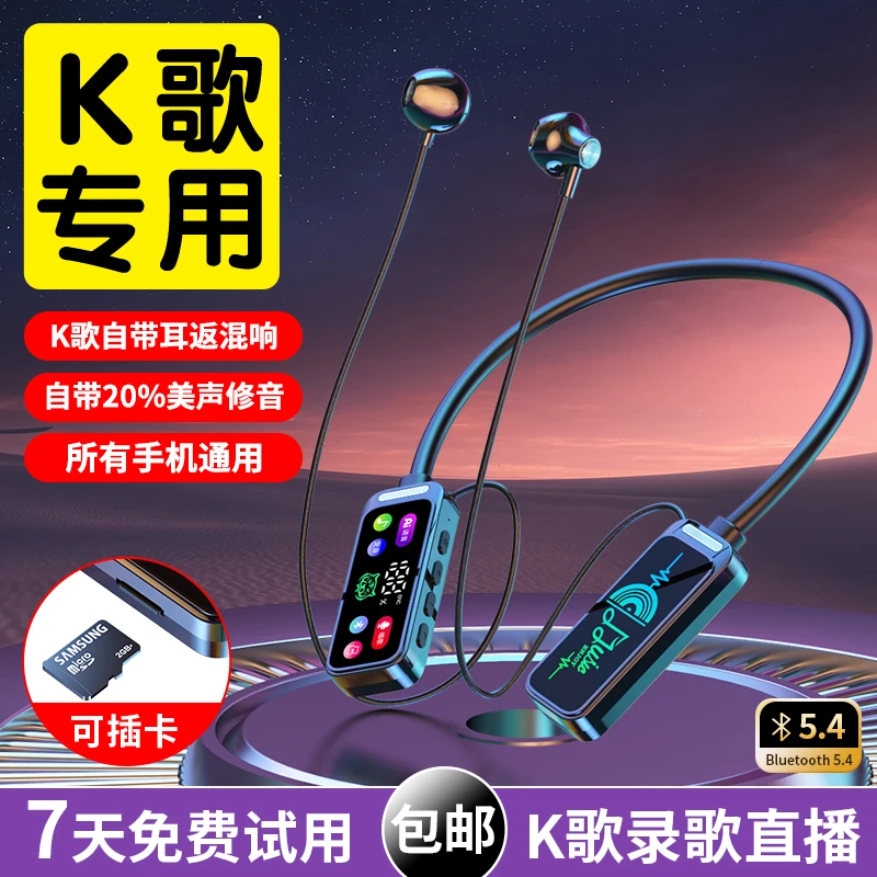 【升级高配版】无线挂脖蓝牙K歌直播混响带麦克风降噪通话变音通用