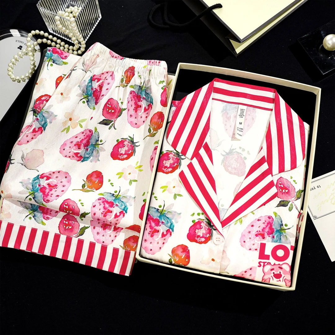 【47】短袖两件套家居服丝质套装睡衣新款上新外穿-24033