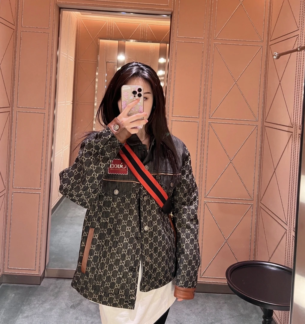 99新 GUCCI/古驰 bb1567 棉 老花满印牛仔外套 44码