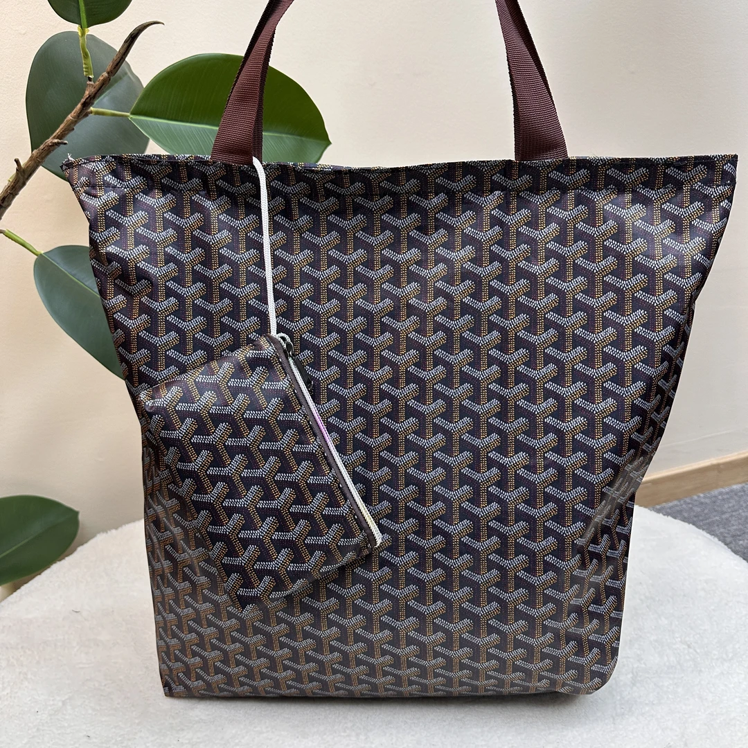 45x40cm 时尚气质大号防水拉链折叠购物袋托特包   黑色狗牙