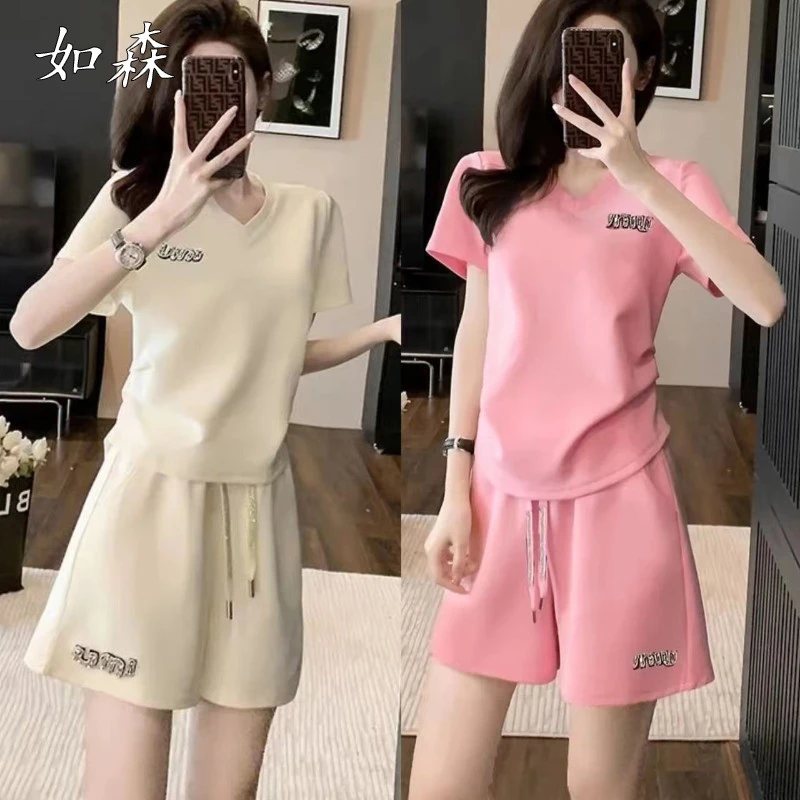 休闲运动服套装女士2025夏季新款时尚洋气减龄短袖短裤潮流两件套