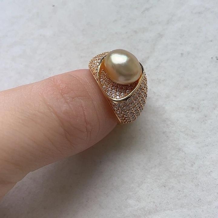 海水珍珠银S925镶嵌戒指