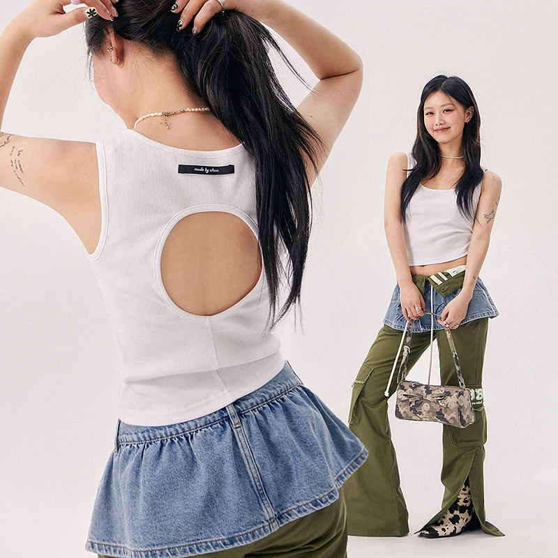 【20】CHUU镂空设计辣妹风穿搭高街潮流百搭宽松背心FHSE004V