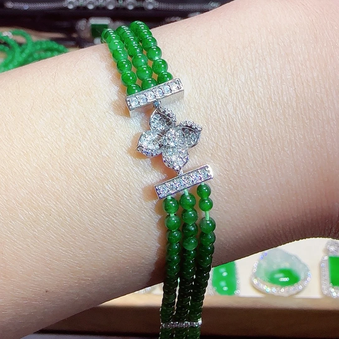 翡翠18K金镶嵌手链