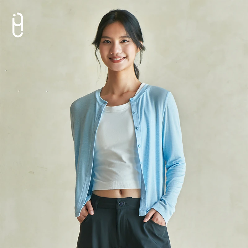 YLI美利奴羊毛开衫【羊毛+天丝】柔软细腻轻暖舒适时尚圆领针织上衣