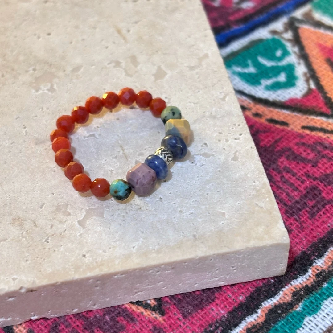 925银戒指 【春韵】原创小众设计手工百搭甜美精致时尚红色轻奢戒指