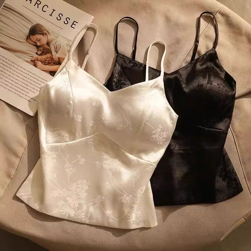 2025春季装新中式上衣法式印花吊带国风女夏外穿新款显瘦美背内搭