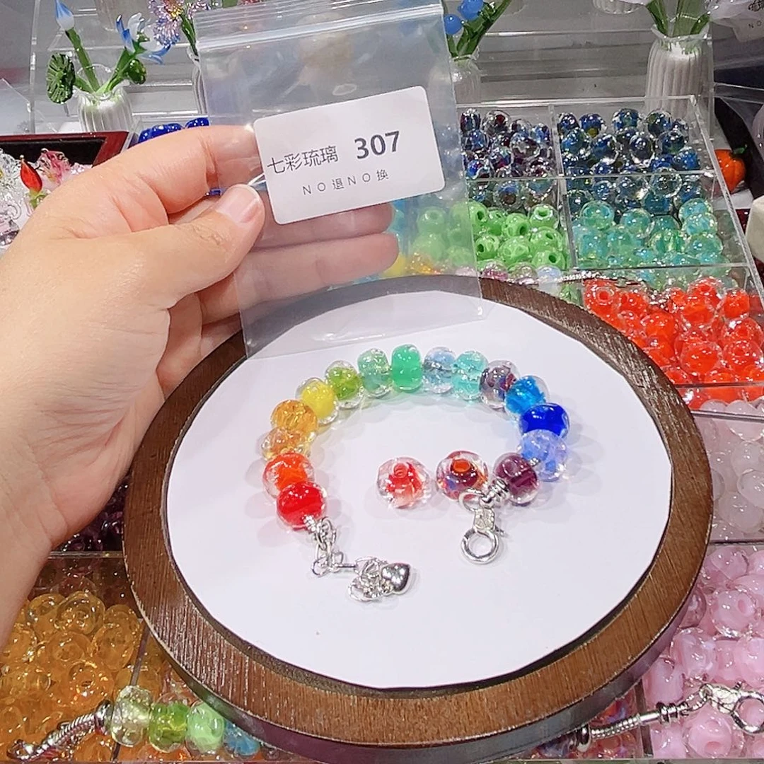 玻璃颈饰307串珠十七个