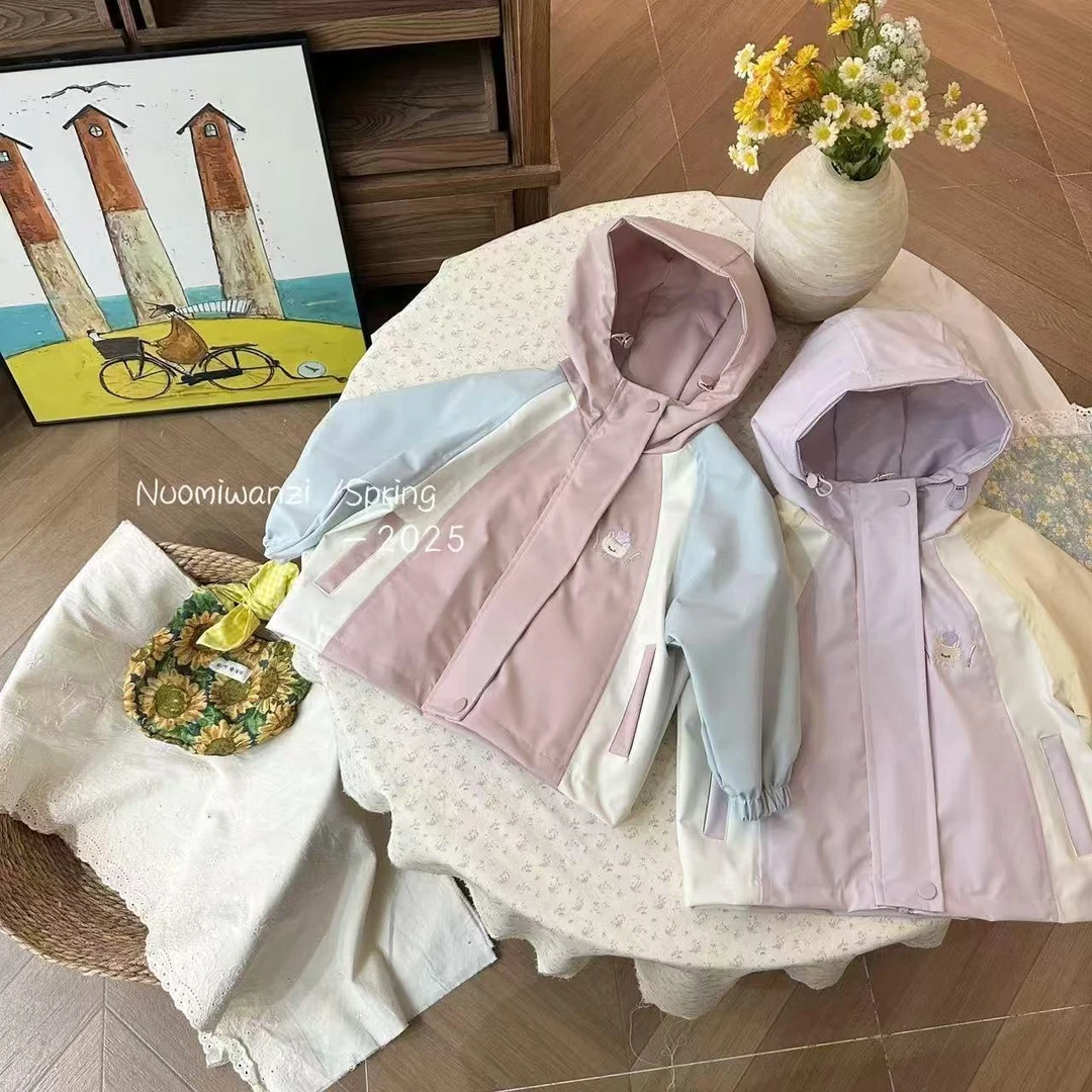 女童春秋防风卡通女童冲锋衣宝宝韩版女童休闲时尚外套夹克冲锋衣