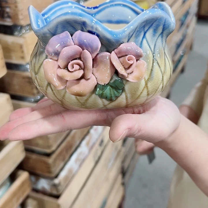 有孔.凑满10元发货多肉陶瓷花盆！