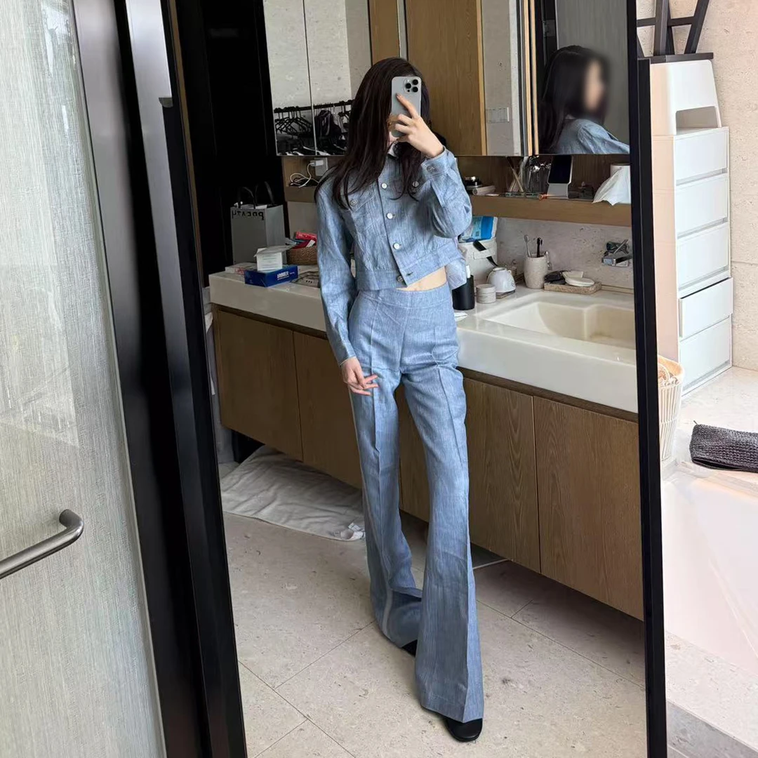 ROMI STUDIO“花纱亚麻” 100%色织亚麻撞色短款夹克外套RWCSWY1986