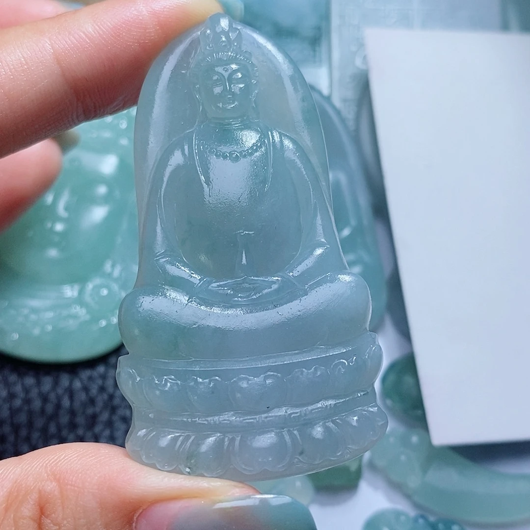 定制翡翠未镶嵌毛货付款后确认抛光