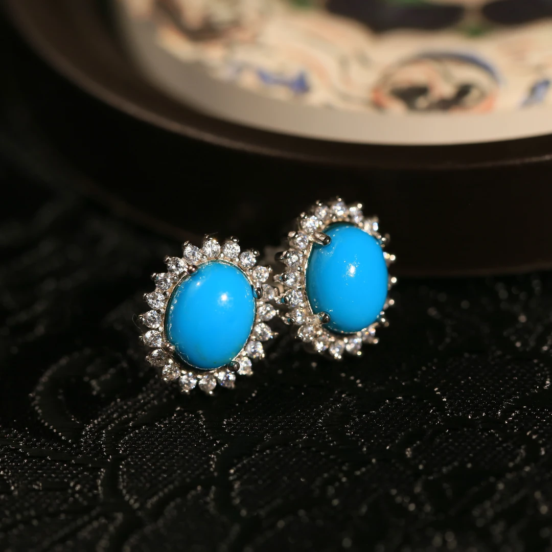 【夜夜专属】安曼博 S925银美松旦面耳钉 约6*8mm XZ0188BZ