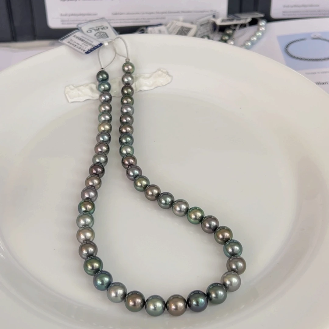 颈饰海水珍珠银S925镶嵌大溪地项链8-10mm可定制爱