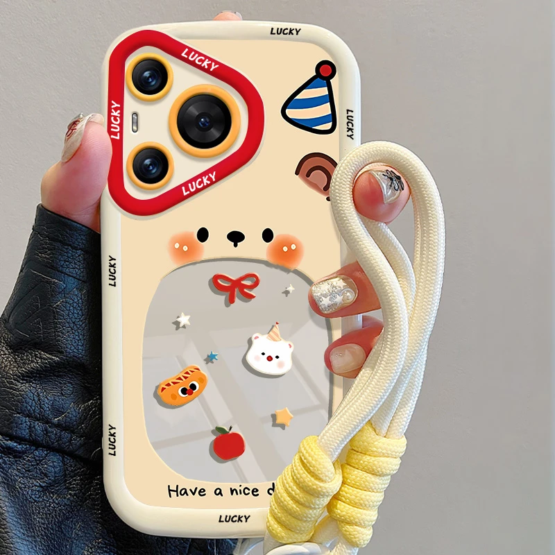 适用【苹果/华为/荣耀/OPPO/VIVO】腮红小熊二合一奶油手机壳