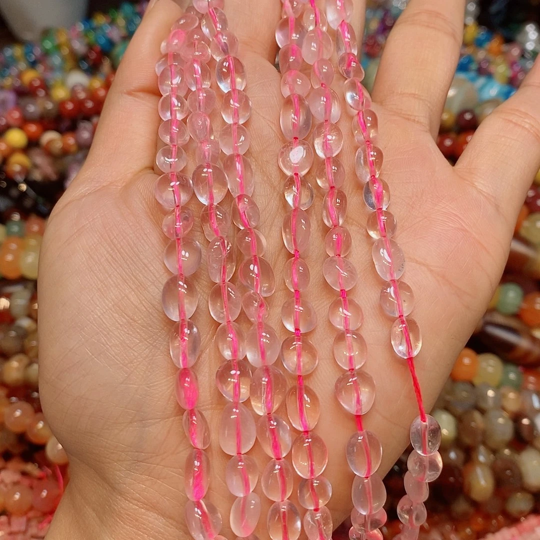 玛瑙/玉髓散珠星光粉晶糖豆一条