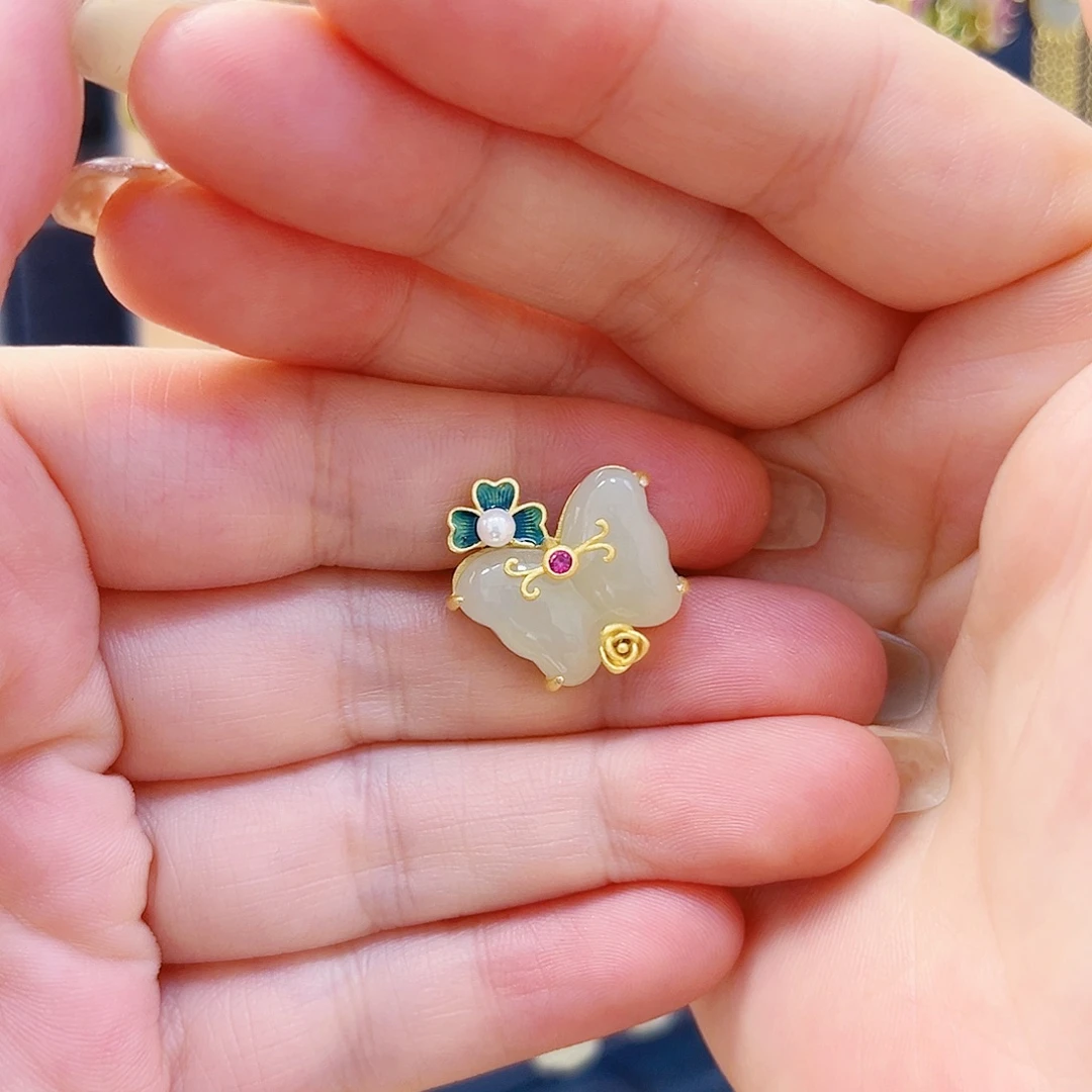 *****和田玉银S925镀金镶嵌戒指