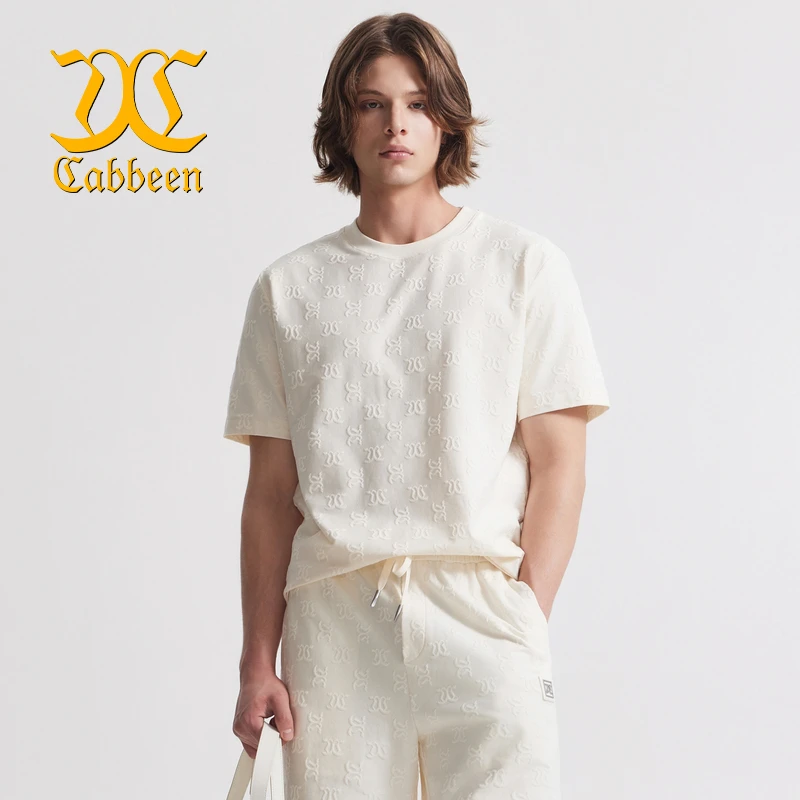【门店同款】正品卡宾男装 高级感提花设计夏季时尚T恤舒适休闲短袖