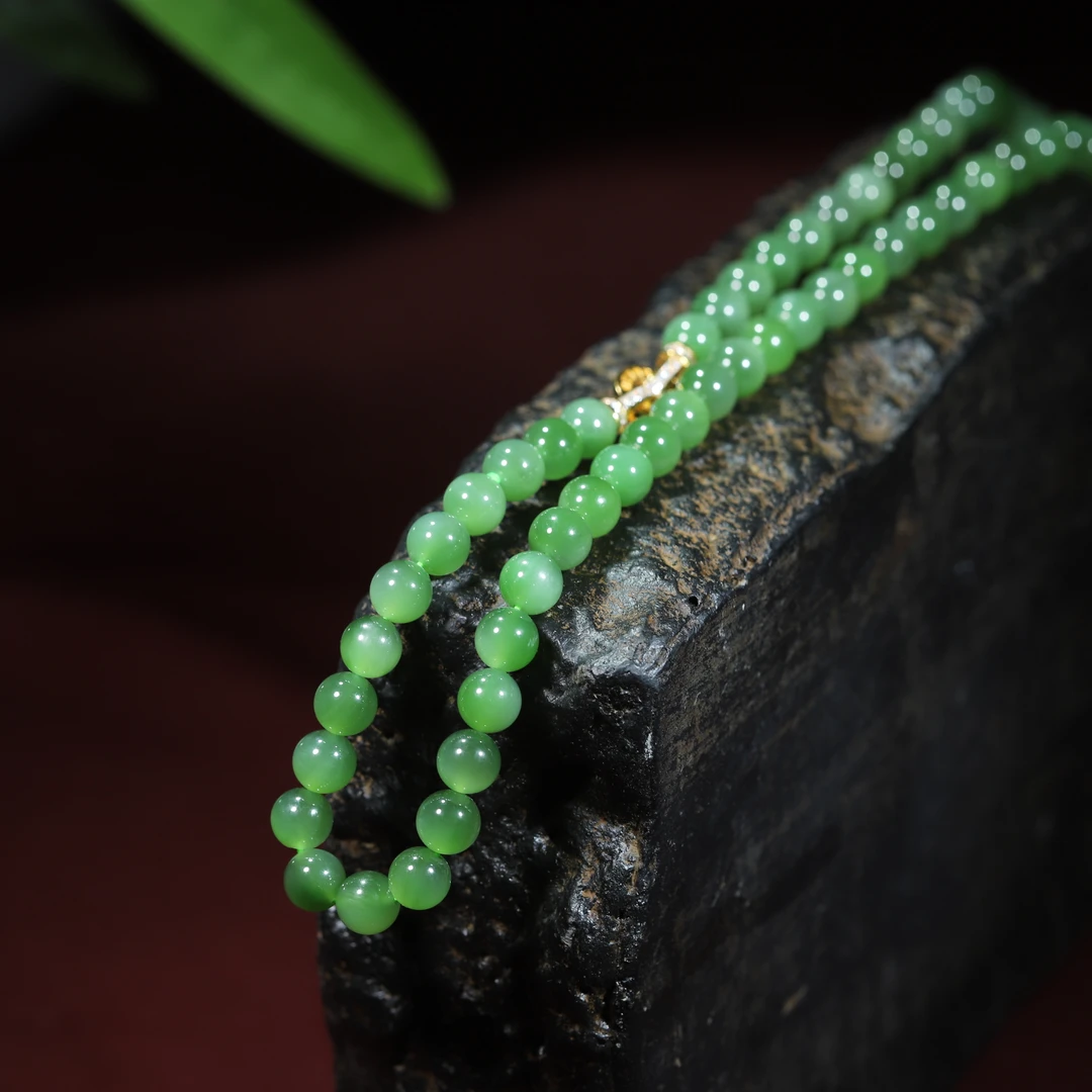 【小娟珠宝】 f158 俄罗斯猫眼碧玉圆珠妈妈链  1297