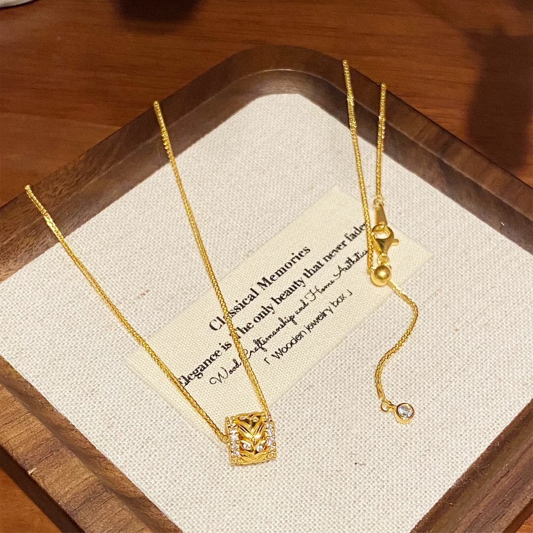 坠链均925银合成锆石 【穗穗平安】气质轻奢时尚百搭项链A1196