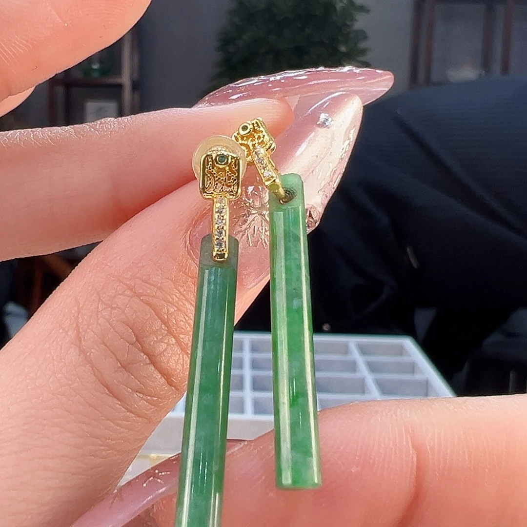 翡翠耳饰银S925镶嵌耳环13