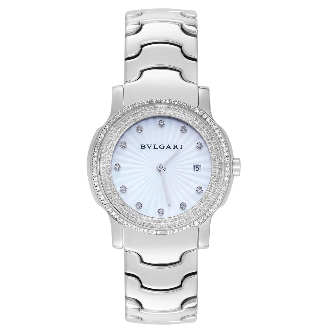 99新 BVLGARI/宝格丽 SOLO TEMPO系列29MM后钻腕表/WHT024818