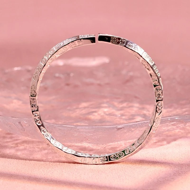 足银手镯 59号【扭纹吉言】足银999开口实心手镯纯银999开口实心镯