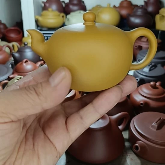 紫砂茶盘原矿黄金段泥一粒珠200cc内推半手工