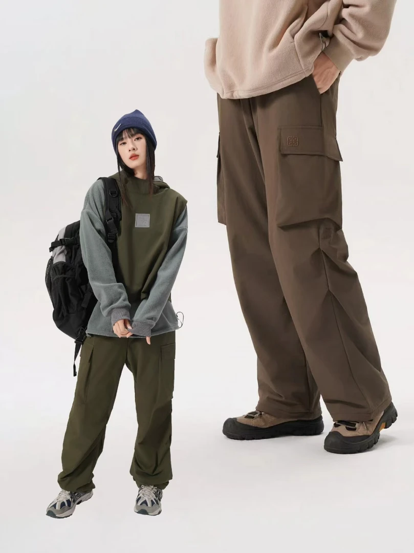 千层韧逸雪地绒伞兵裤男女同款2024秋冬直筒复古美式工装裤1