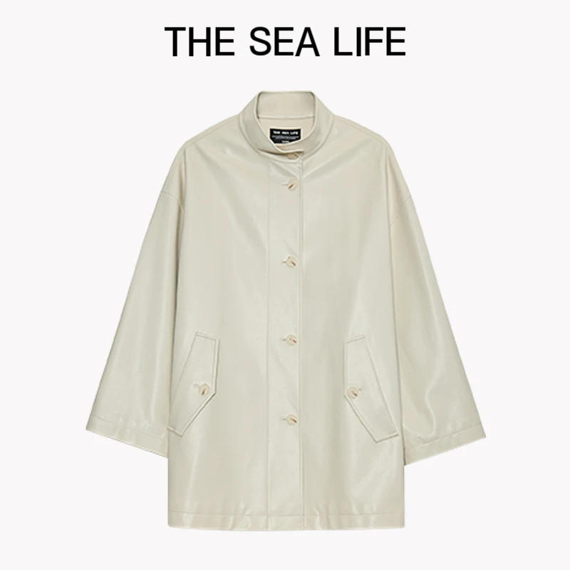 THESEALIFE 皮外套秋新款风衣白色高级时尚210277