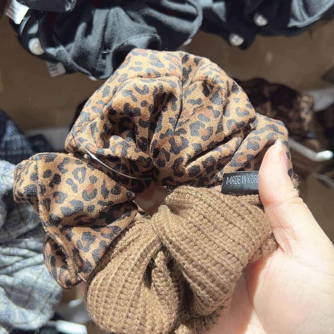 非金属豹纹毛线拼接发圈