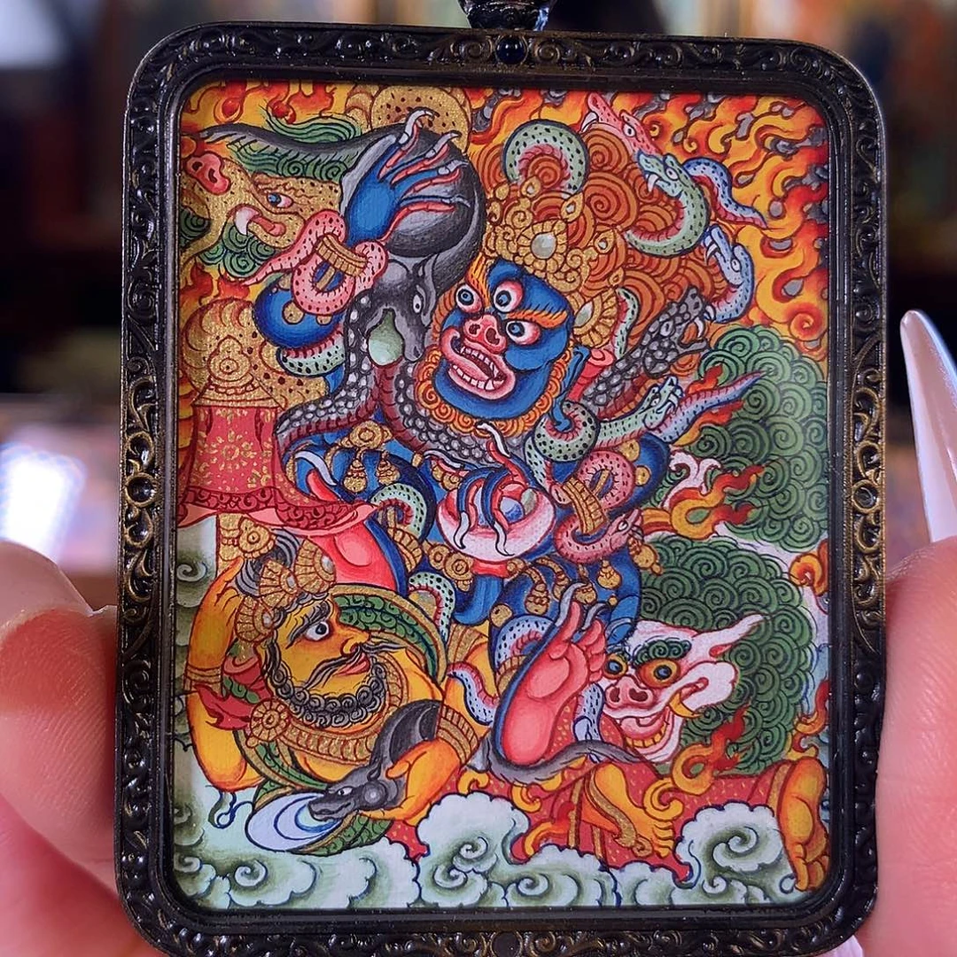 吊坠热贡纯手绘唐卡黑财（原价3800）