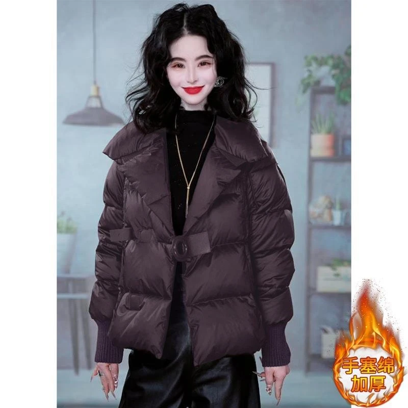 2025年冬季新款韩版时尚百搭保暖棉服女设计感宽松加厚面包服外套