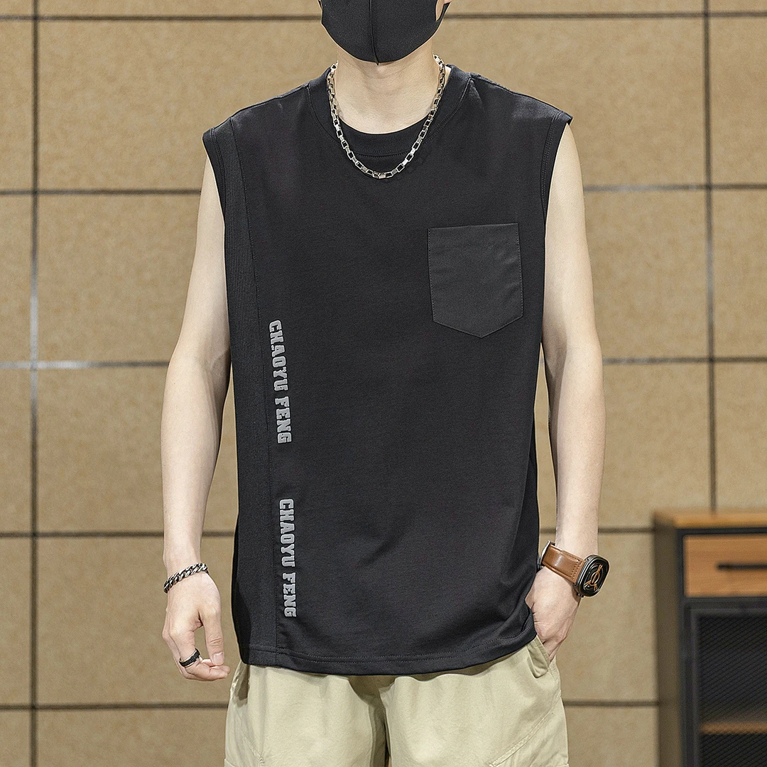 美式潮牌235克重磅背心男夏季宽松运动坎肩健身无袖体恤打底汗衫