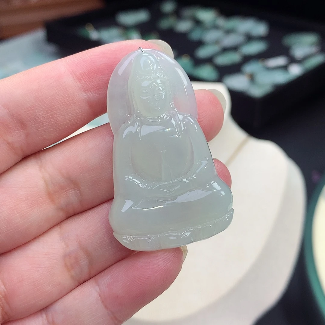 翡翠未镶嵌颈饰观音吊坠
