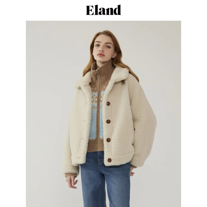 【女装优选WL】Eland衣恋羊羔绒女士保暖外套2025春EEJHF11T91
