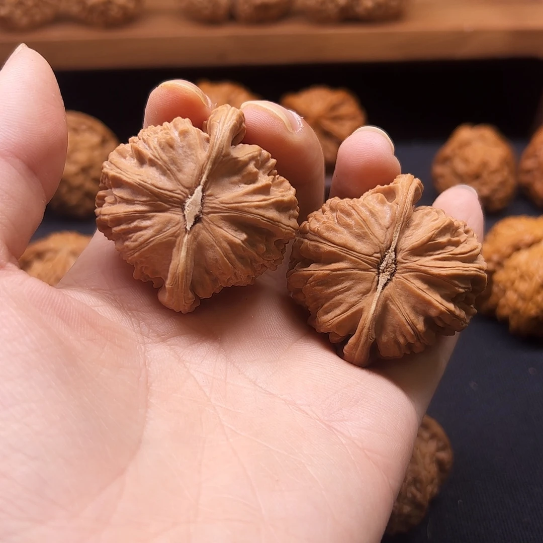 核桃把件红皮白狮子42全品