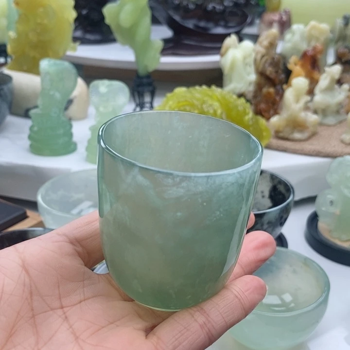 岫玉四大名玉茶杯未镶嵌U****绘