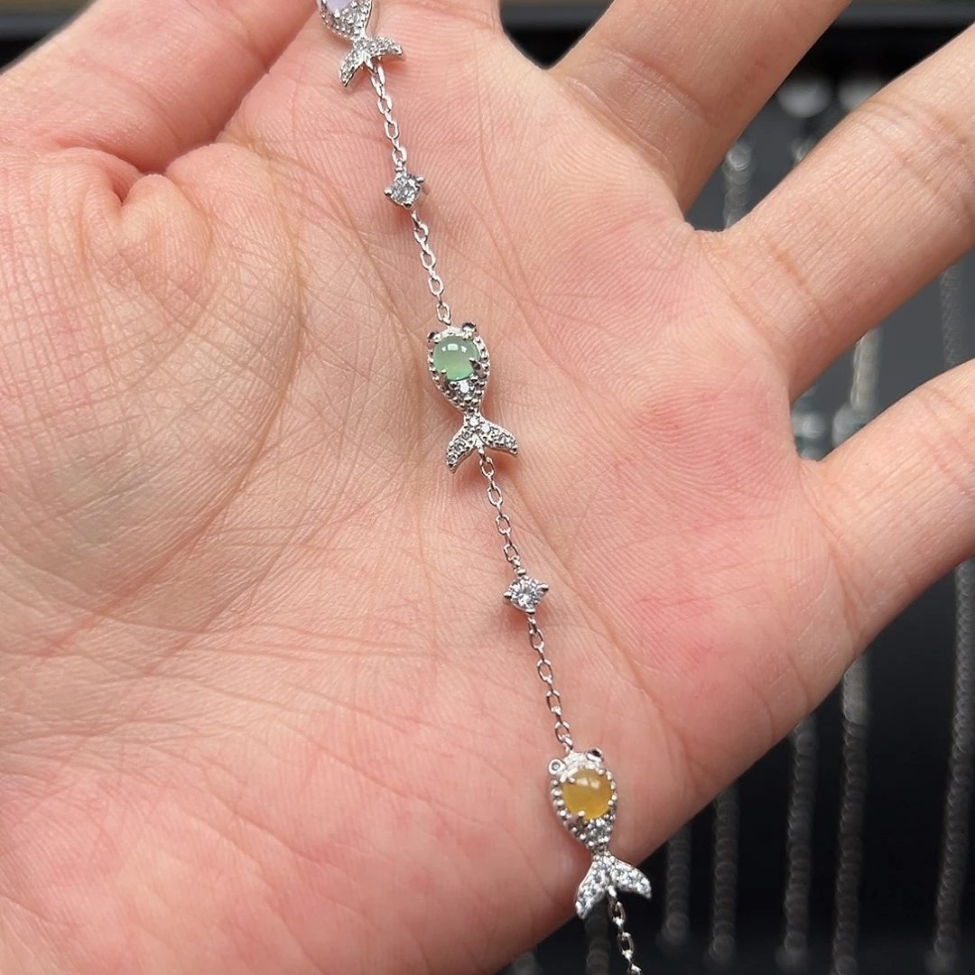 翡翠银S925镶嵌手链