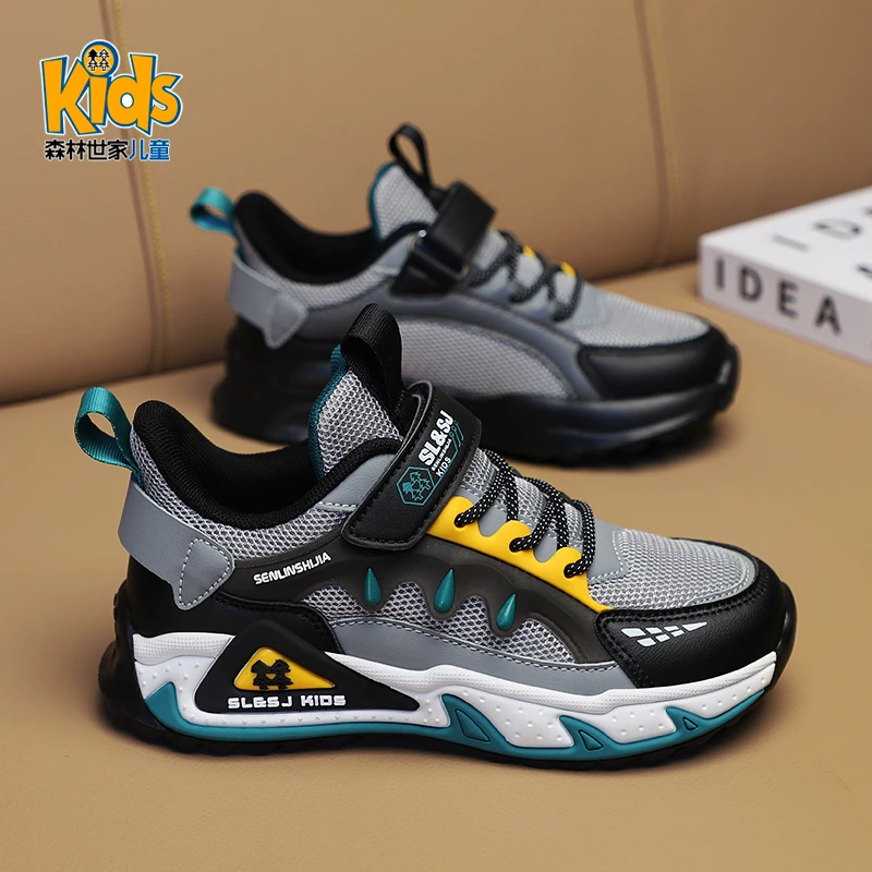 森林世家童鞋男童秋冬款2025新款冬季中大童加绒儿童运动二棉鞋子