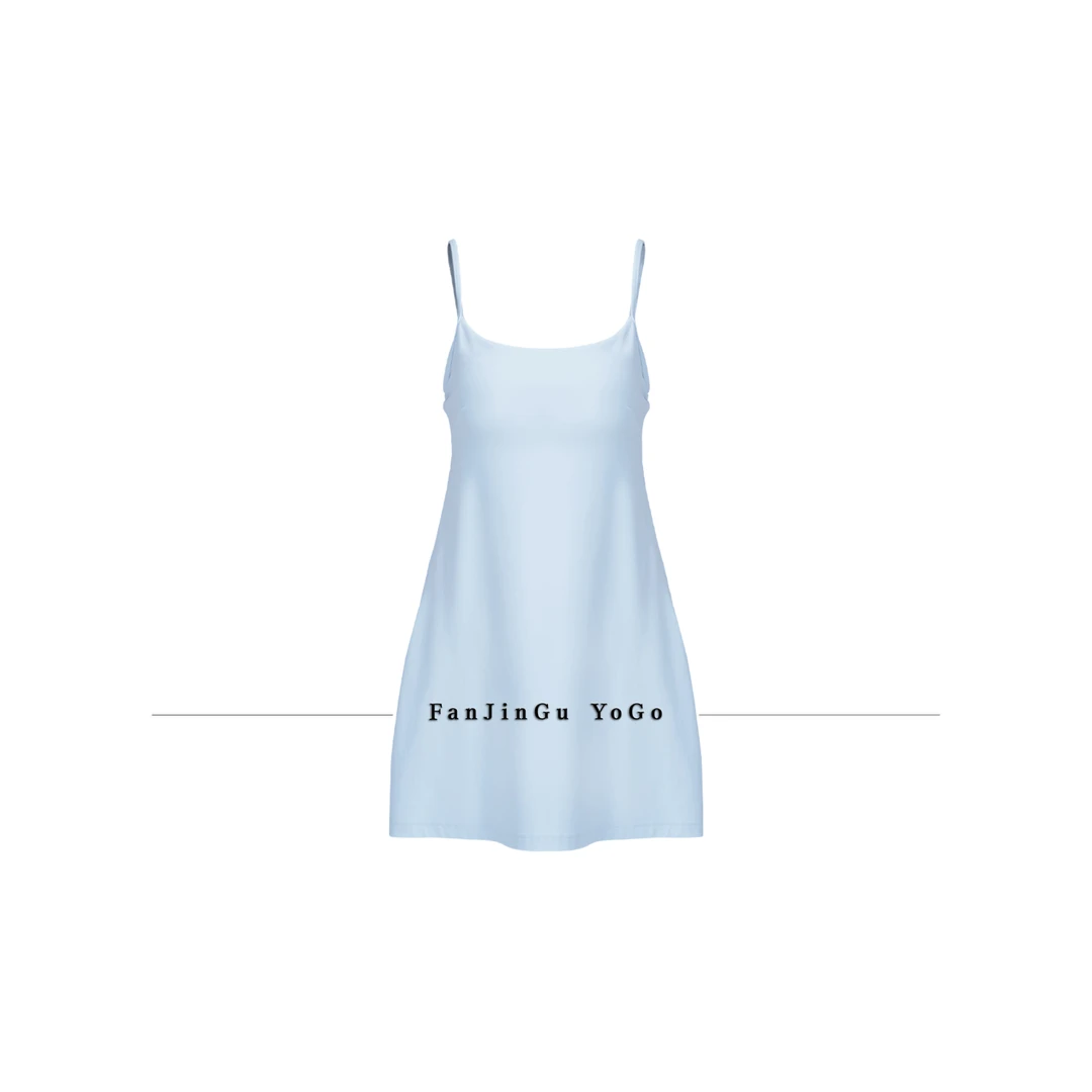 梵静谷夏季休闲女美背透气运动连衣裙纯色时尚显瘦外穿薄款网球裙