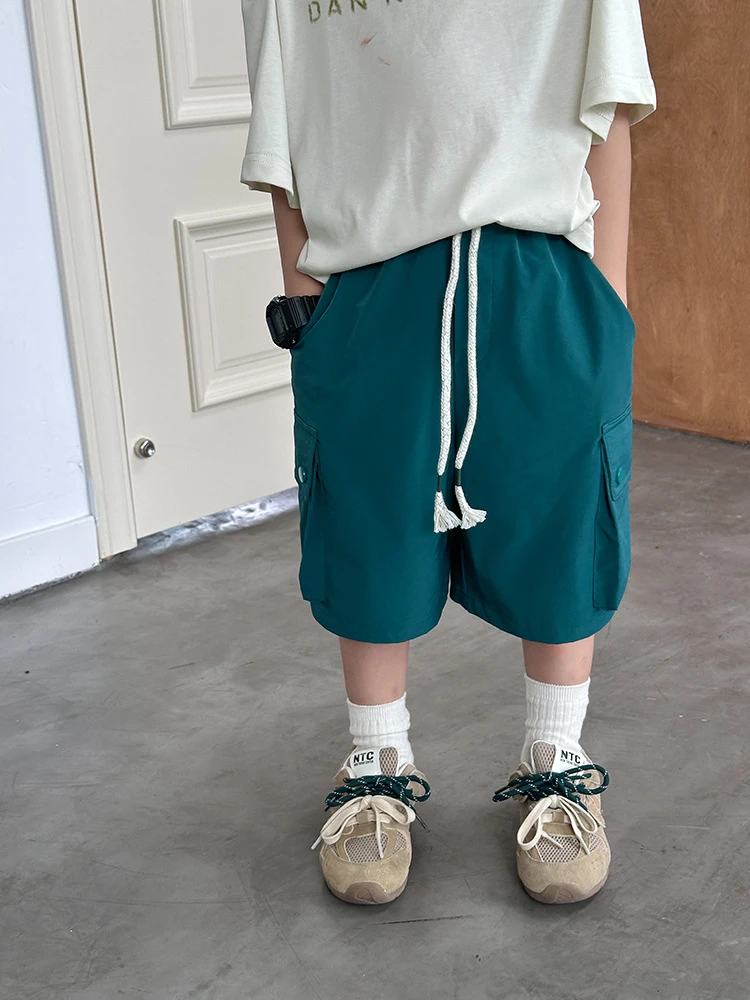 【现货】夏季帅气抽绳五分裤宝宝微弹宽松棉质工装短裤24W095