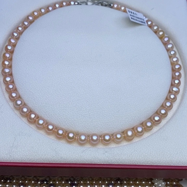 淡水珍珠未镶嵌颈饰无核 香槟色
