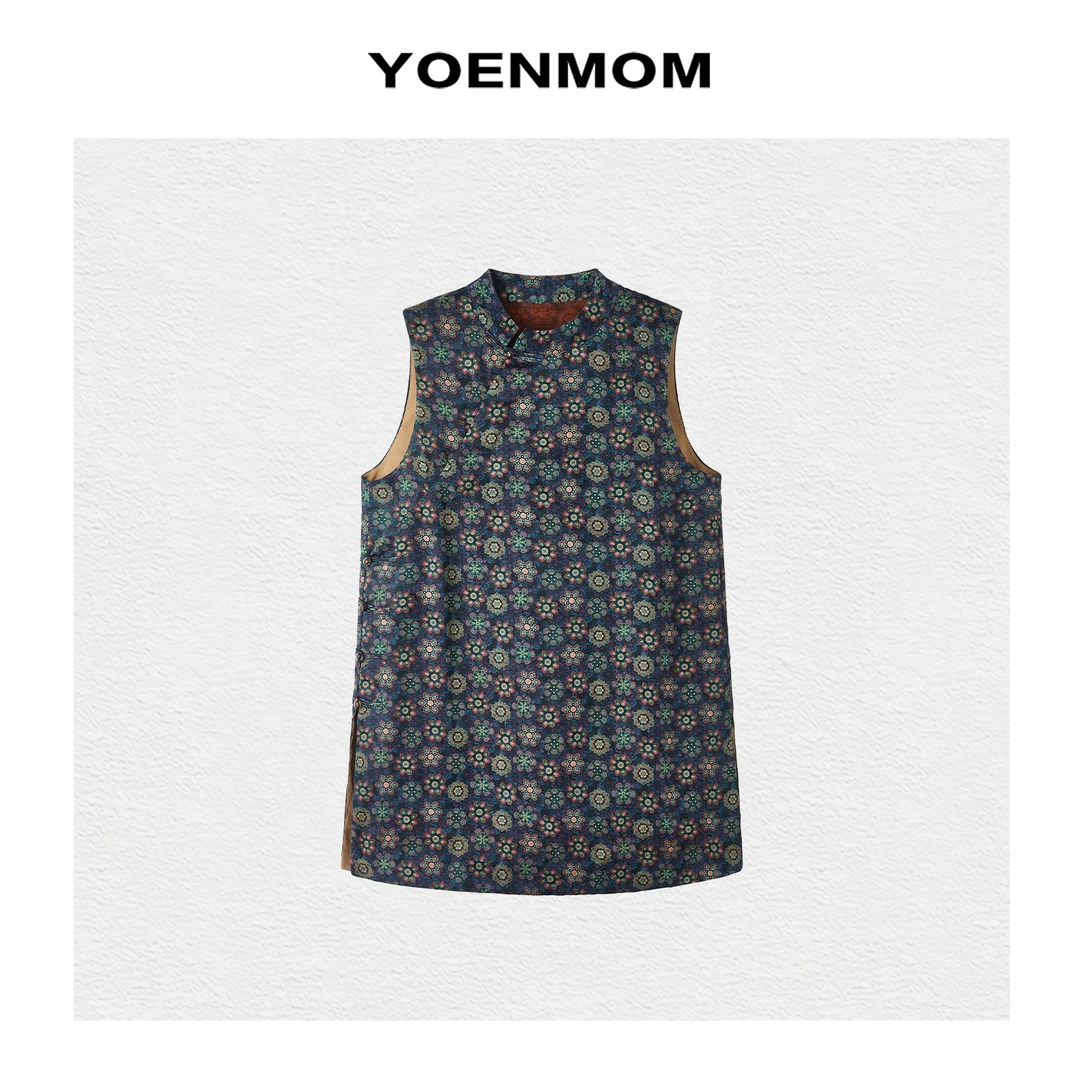 YOENMOM·繁花之境·100桑蚕丝香云纱气质国风斜襟盘扣立领奥黛上衣